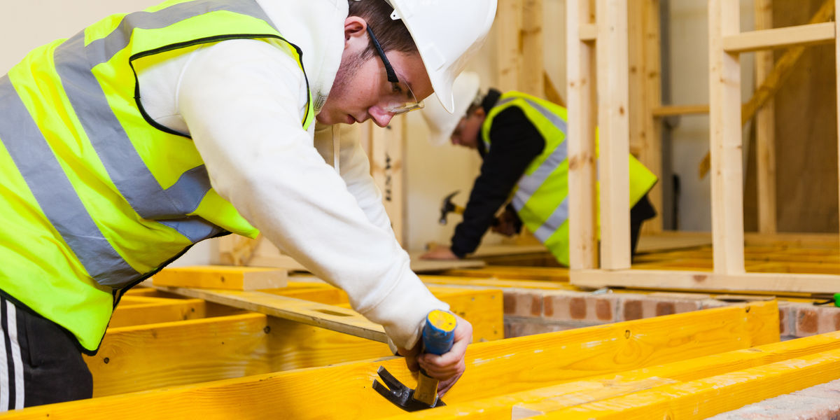 pre apprenticeship construction student working on carpentry